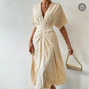 Swiss dot ruched midi dress-NWOT